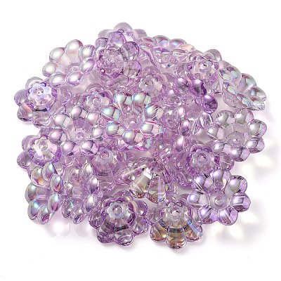 UV Plating Rainbow Iridescent Acrylic Beads OACR-P010-04D-1