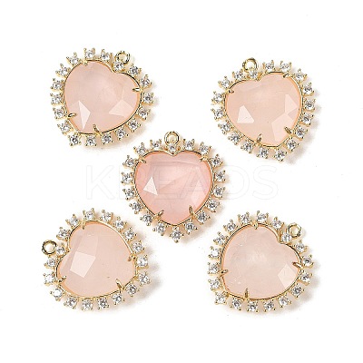 Natural Rose Quartz Faceted Heart Pendants G-I382-03G-02-1