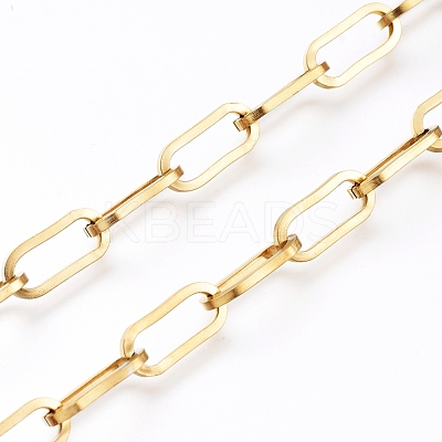 3.28 Feet Ion Plating(IP) 304 Stainless Steel Paperclip Chains X-CHS-D030-02G-1