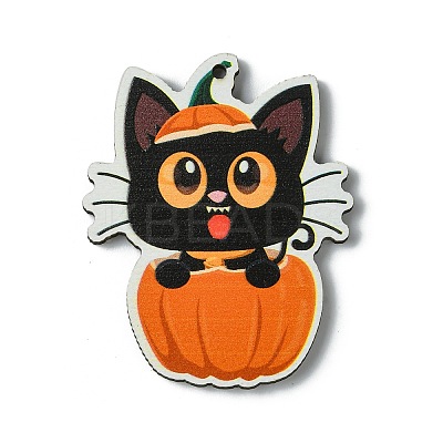 Halloween Single Face Printed Wood Big Pendants WOOD-H103-01-1