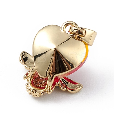 Real 18K Gold Plated Rack Plating Brass Micro Pave Clear Cubic Zirconia Pendants KK-C015-32G-13-1