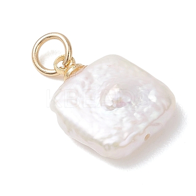 Baroque Natural Nucleated Pearl Keshi Pearl Square Charms PALLOY-JF04967-1