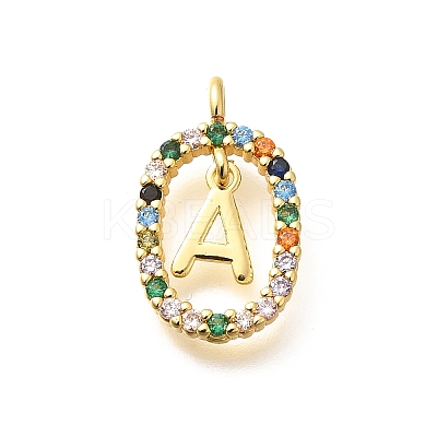 Brass Micro Pave Cubic Zirconia Pendants ZIRC-P123-01G-A02-1