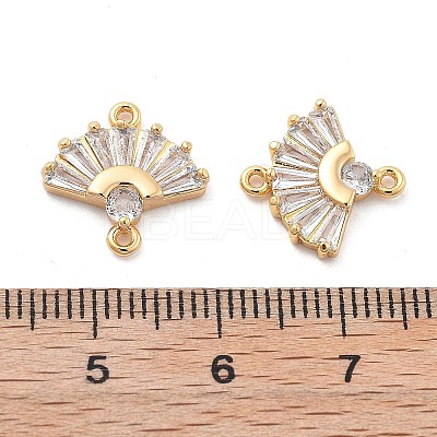 Brass Clear Cubic Zirconia Connector Charms KK-G516-08G-1