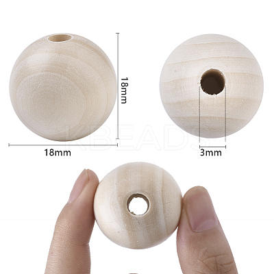 Unfinished Natural Wood Beads X-WOOD-S651-A18mm-LF-1