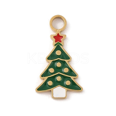 Christmas Theme Ion Plating(IP) 304 Stainless Steel Enamel Charms STAS-Z083-08G-03-1