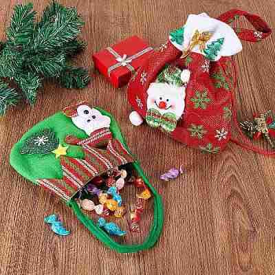 7Pcs 7 Style Christmas Non-woven Fabrics Candy Bags Decorations ABAG-SZ0001-16-1