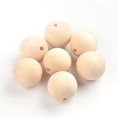 Round Unfinished Wood Beads X-WOOD-Q008-35mm-LF-1
