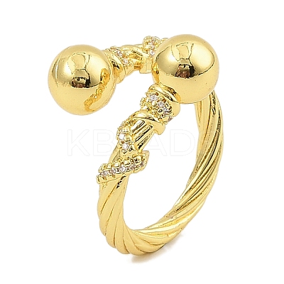 Adjustable Brass Micro Pave Cubic Zirconia Rings for Women RJEW-S392-12G-1