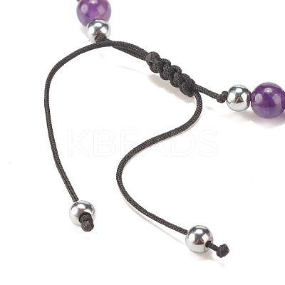 Natural Gemstone & Synthetic Hematite Braided Bead Bracelet for Women BJEW-JB08181-1
