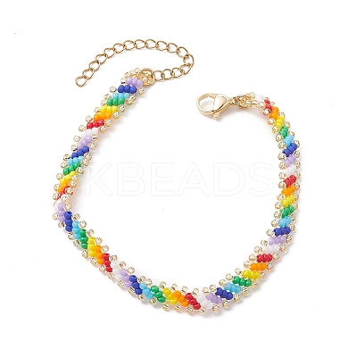 Glass Seed Braided Beaded Bracelet BJEW-MZ00058-1