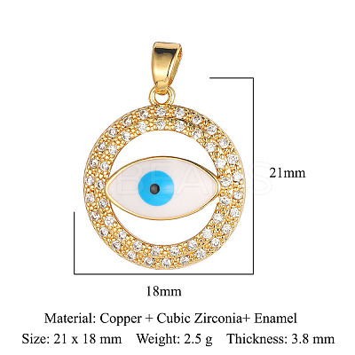 Brass Micro Pave Cubic Zirconia Pendants ZIRC-OY001-35-G-1