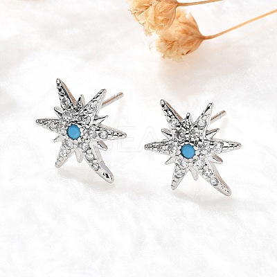 Star Brass Micro Pave Cubic Zirconia Ear Studs EJEW-D304-36P-1