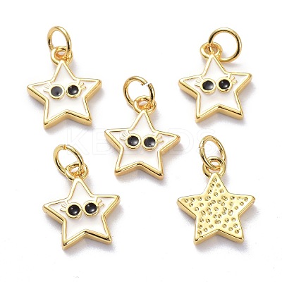 Real 18K Gold Plated Brass Enamel Charms KK-L206-019G-1