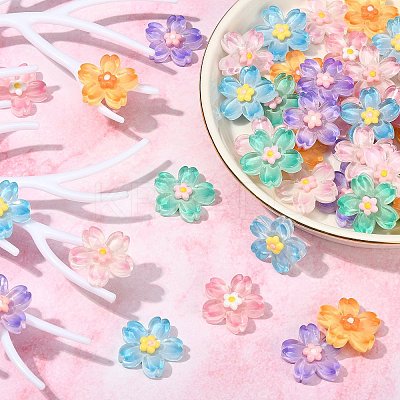60Pcs 6 Colors Gradient Color Translucent Resin Cabochons RESI-CJ0002-51-1