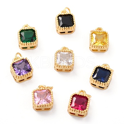 Real 18K Gold Plated Brass Inlaid Cubic Zirconia Charms ZIRC-L100-073G-1