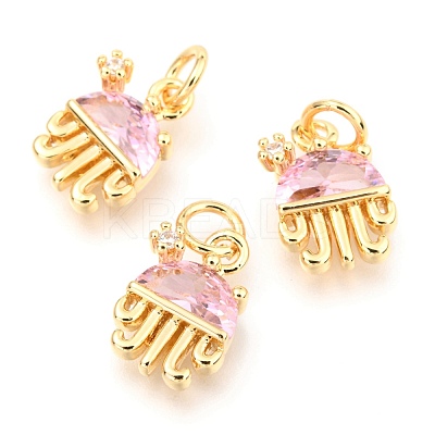 Brass Micro Pave Cubic Zirconia Charms KK-I683-06A-1