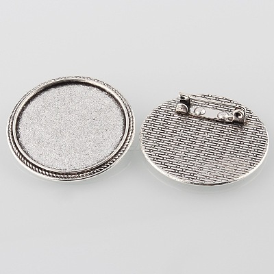Vintage Alloy Brooch Cabochon Bezel Settings PALLOY-O038-42AS-1