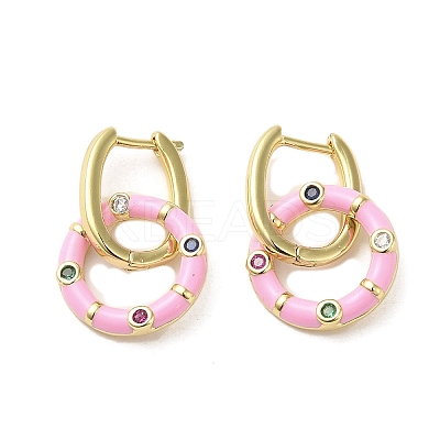 Real 18K Gold Plated Brass Ring Dangle Hoop Earrings EJEW-L268-019G-02-1