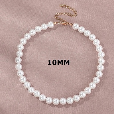 Plastic Imitation Pearl Round Beaded Necklaces for Women WGF0340-04-1