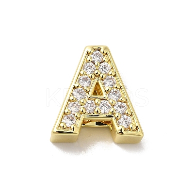 Brass Micro Pave Cubic Zirconia Beads KK-H487-25G-1