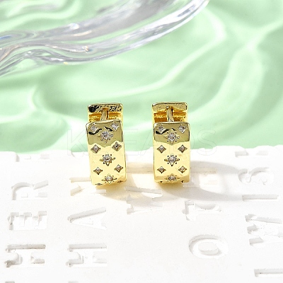 Brass Micro Pave Cubic Zirconia Rectangle Dangle Earrings EJEW-L305-08G-02-1