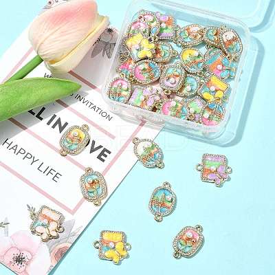 30Pcs 3 Styles Alloy Crystal Rhinestone and ABS Imitation Pearl Connector Charms ENAM-FS0003-71G-1