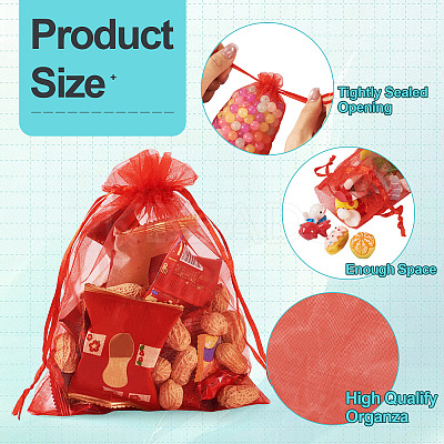 60Pcs 6 Styles Rectangle Organza Bags Jewellery Storage Pouches Wedding Favour Party Mesh Drawstring Gift OP-TA0001-07-1