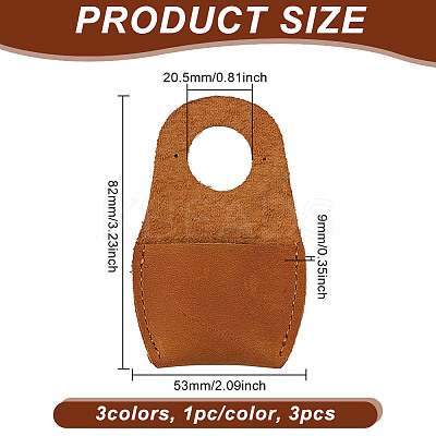 3Pcs 3 Colors Cowhide Thumb Protector for Woodwork Carving AJEW-GO0001-69-1