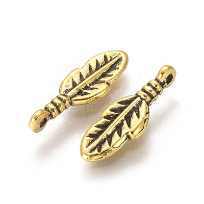 Tibetan Style Alloy Feather Pendants TIBEP-0377-AG-LF-1