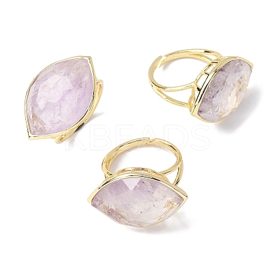 Horse Eye Natural Amethyst Cuff Rings RJEW-M076-04G-05-1