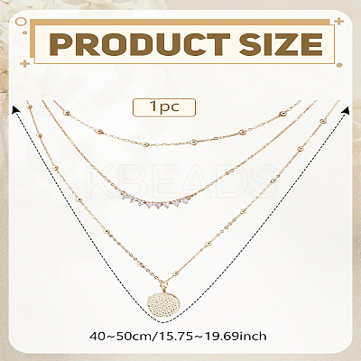 Brass Textured Disc Pendant 3 Layer Necklaces for Women NJEW-LP0009-50-1
