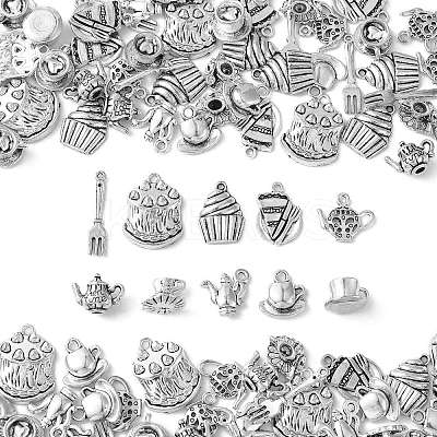 100Pcs 10 Styles Tibetan Style Alloy Pendants TIBEP-CJ0002-75-1