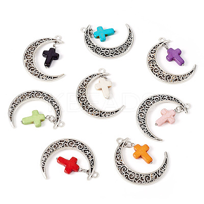 16Pcs 8 Colors Dyed Synthetic Turquoise Pendants FIND-TA0004-37-1