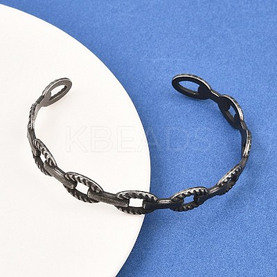 316 Surgical Stainless Steel Oval Link Chain Cuff Bangles BJEW-C125-03AS-1