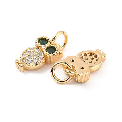 Rack Plating Brass Micro Pave Cubic Zirconia Charms ZIRC-C035-08G-1