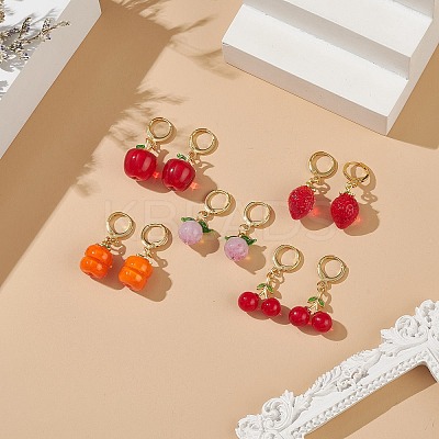 Fruit Handmade Lampwork Pendants Dangle Earrings EJEW-JE05123-1
