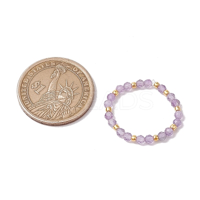 Natural Amethyst Beaded Stretch Rings for Women RJEW-JR00868-02-1
