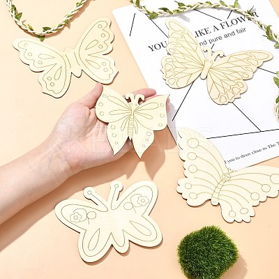 50Pcs 5 Styles Unfinished Wood Cutout AJEW-CJ0001-42-1