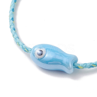 5Pcs Fish Handmade Porcelain Beads Slider Bracelets for Women BJEW-JB13174-1