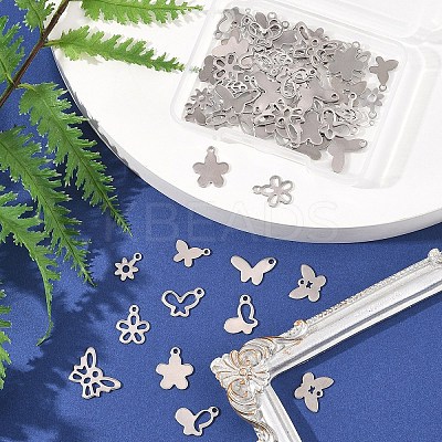 60Pcs 10 Styles 201 & 304 Stainless Steel Charms STAS-FS0001-88-1