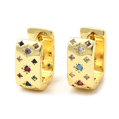 Brass Micro Pave Cubic Zirconia Rectangle Dangle Earrings EJEW-L305-08G-01-1