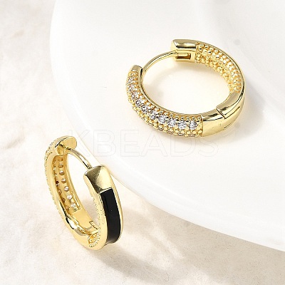 Brass Micro Pave Clear Cubic Zirconia Hoop Earrings EJEW-K276-11G-01-1