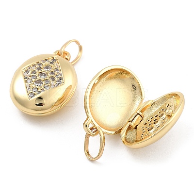 Brass Pave Clear Cubic Zirconia Pendants KK-U009-11A-G-1