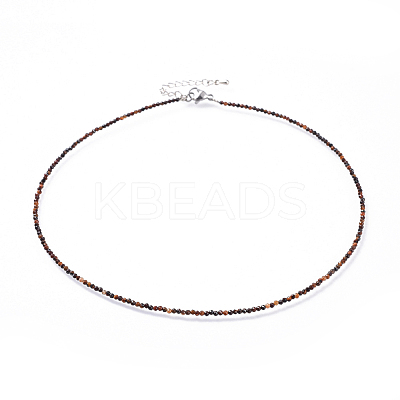 Natural Tiger Eye Beaded Necklaces NJEW-JN02492-10-1