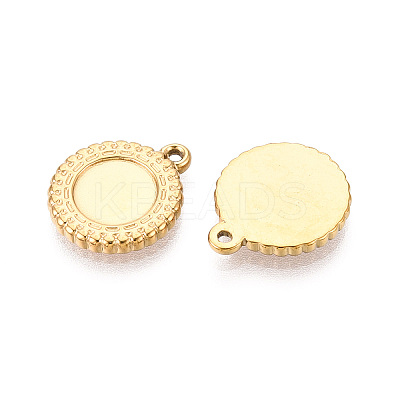 304 Stainless Steel Pendant Cabochon Settings STAS-T067-09G-1