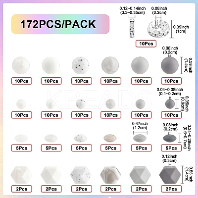 162Pcs Silicone Beads SIL-YW0001-89-1