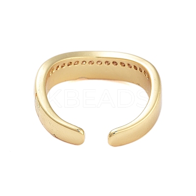 Rack Plating Brass Micro Pave Cubic Zirconia Open Cuff Rings for Women RJEW-B064-11G-1