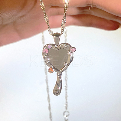 Heart Magic Mirror Alloy Pendant Necklaces for Women WH-WGD9B28-01-1