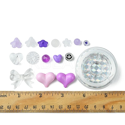 250Pcs 15 Styles Purple Opaque with Transparent Acrylic Beads with Strong Stretchy Beading Elastic Thread OACR-FS0001-61-1
